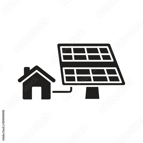 House with solar panel icon design concept representing renewable energy sustainable home clean electricity environment