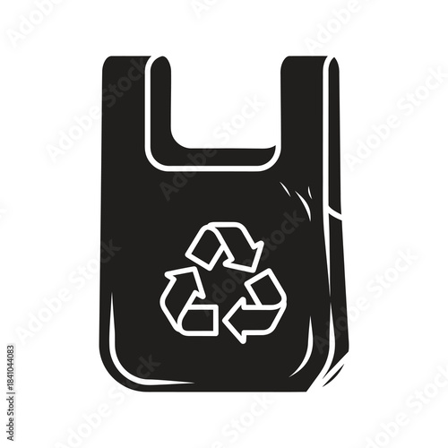 Recycle bag icon design concept symbolizing waste management environmental friendly sustainable shopping eco reuse