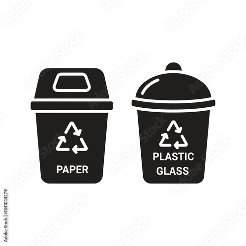 Waste bin with recycle icon design concept symbolizing garbage disposal trash management environmental hygiene clean waste