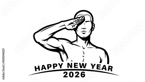 New year 2026 man saluting illustration