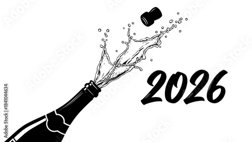 Champagne pop 2026 new year celebration