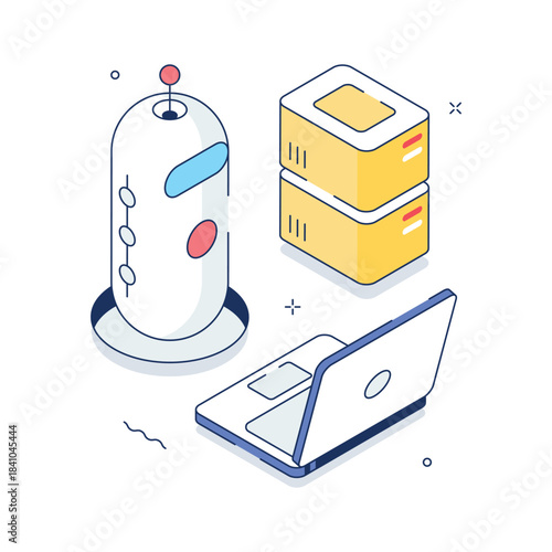 A modern isometric illustration of smart robotics, premium vector
