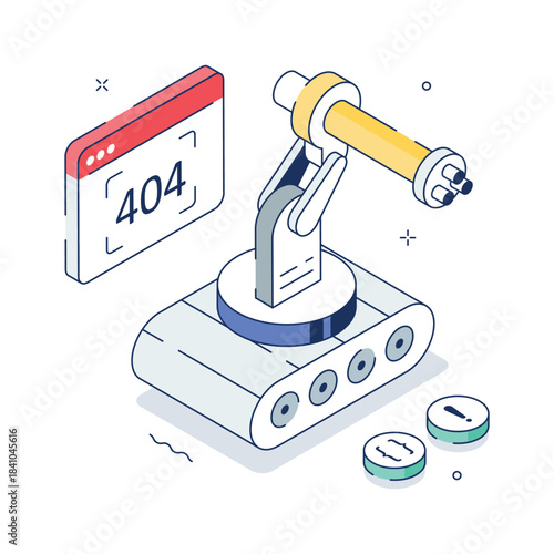 Creatively crafted amazing isometric illustration of robot error, ai malfunction