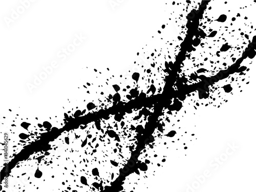 ブラックの飛沫インクイラスト