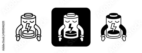 Low Energy  Solid color and black line drawing vector illustration set