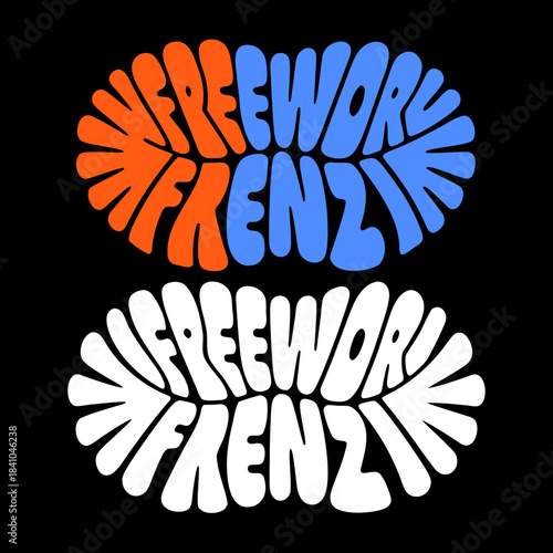 Firework Frenzy text in orange blue and white lettering