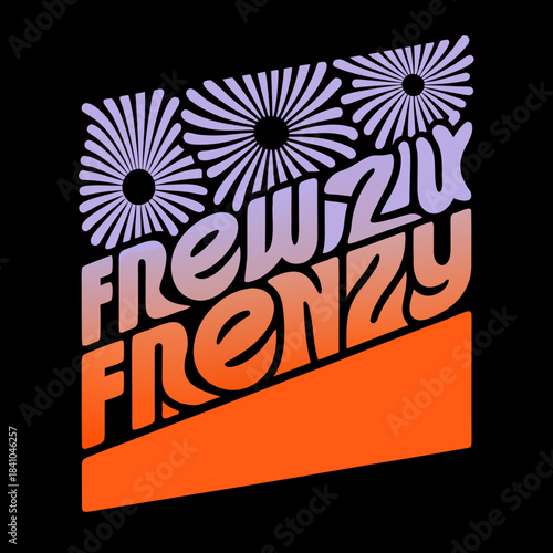 Firework frenzy text with burst lines vector graphic 1