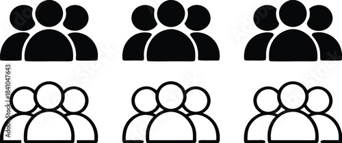 Group of people icons black and white team

