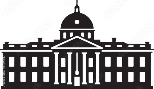 Classic Government Building Vector | Historic Architecture Silhouette Icon
