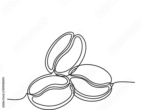 Abstract Coffee Beans Continuous Line Drawing Illustration