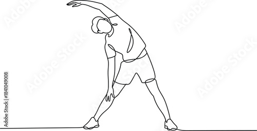 Line of Person Stretching Sideways with One Arm Raised