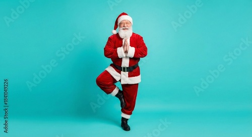 Santa Claus Doing Yoga Pose Background