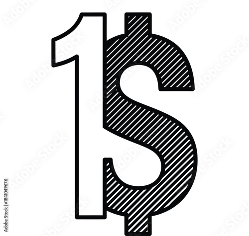 Black and White Dollar Sign Icon for Financial Designs