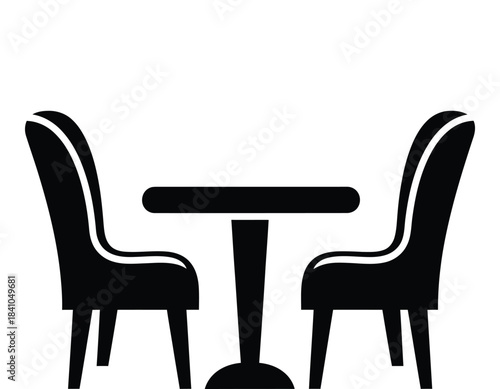 Black and White Dining Table with Two Chairs Setup