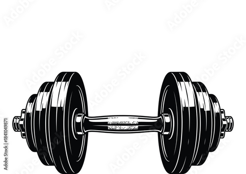 Black and White Dumbbell Illustration for Fitness Design