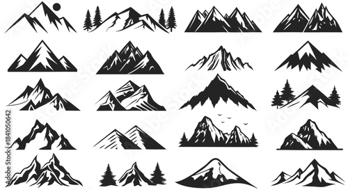 Set of Mountain icons . Vector Illustration


