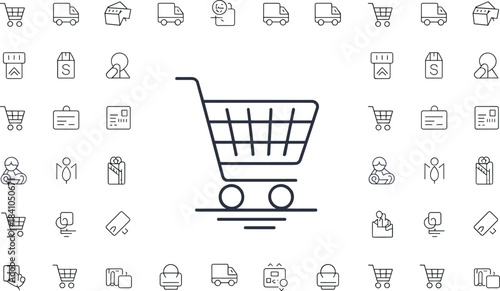 Shopping cart and e-commerce icons online shopping