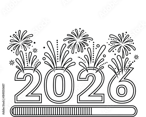 Celebratory Fireworks Display for New Year 2026 Illustration