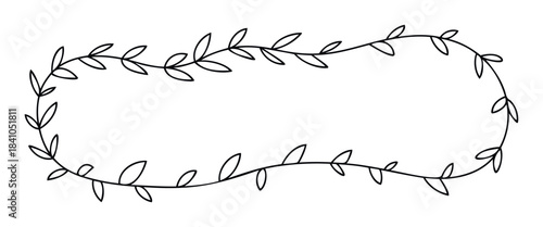 Decorative leafy vine frame with delicate branches and foliage in a flowing organic shape, perfect for borders and accents in invitations and stationery projects