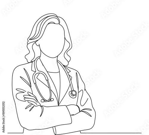 Confident Female Doctor with Stethoscope Illustration