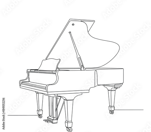 Grand Piano Simple Line Art Illustration