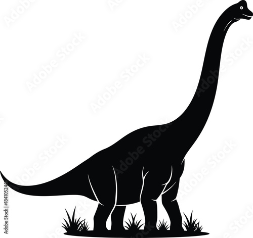 Isolated black silhouette of a brachiosaurus dinosaur vector illustration eps