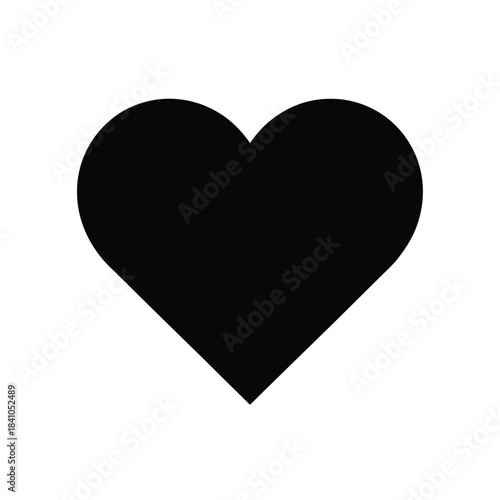 Solid Black Heart Icon for Love, Health, Like Button, or Favorite