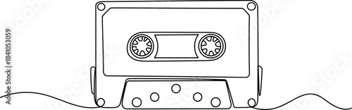 Black and white cassette tape with audio cable audio cassette