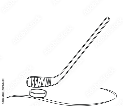 Hockey Stick and Puck Illustration for Sports Enthusiasts