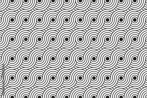 Geometric continuous wide retro textile background - vector illustration.