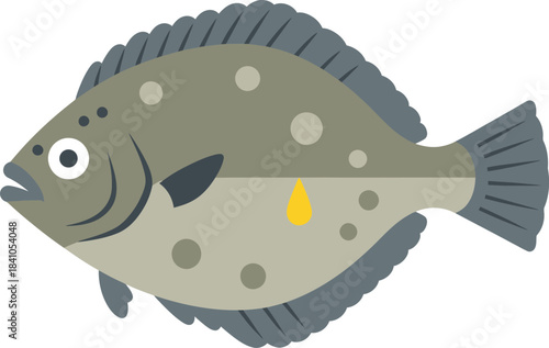 Flatfish flounder halibut turbot seafood marine animal ocean fish vector eps silhouette