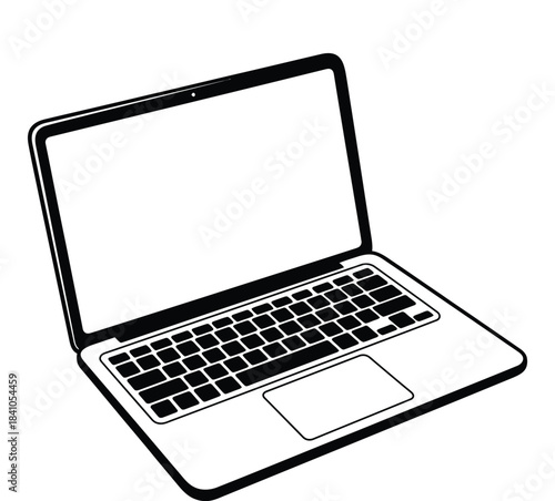 Open laptop illustration with keyboard and touchpad