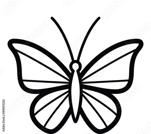 Simple black and white butterfly outline for design projects