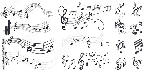 sheet music set of different vectors

