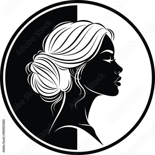 Woman silhouette logo design for beauty salon hair salon and spa services eps