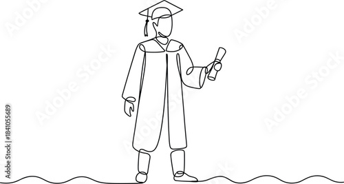 Graduation Ceremony with Diploma and Cap gown celebration
