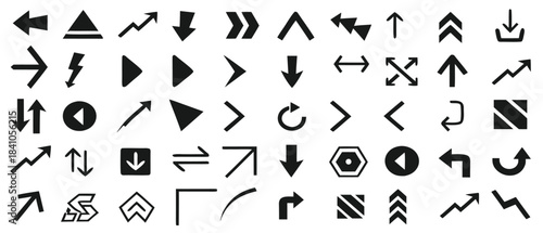 Collection of vector arrow icons in various shapes and directions

