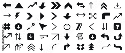 Collection of vector arrow icons in various shapes and directions

