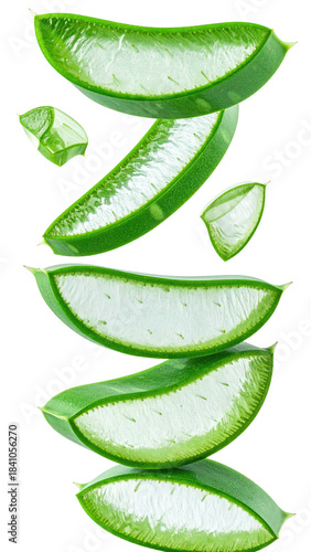Wallpaper Mural Sliced aloe vera stack, green edges, clear pulp Torontodigital.ca