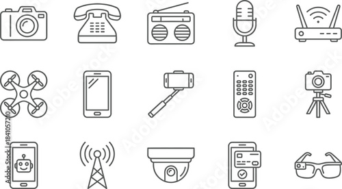 Digital Technology and Programming Icon Set, Software Development, Coding, Binary Code, Artificial Intelligence, Web Design, WWW, API, HTML, SSL, Data Search, and Computer Engineering Symbols.