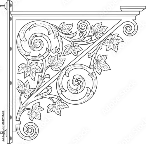 Ornate corbel bracket vector illustration architectural design element eps silhouette