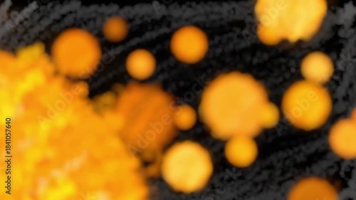 Crayon-Style Warm Amber Bokeh Glow on Black Background