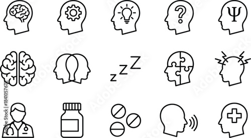 Mega Business, Finance, Document, Psychology, and Maternity Icon Set, Including Startup Launch, Mental Health, Financial Crisis, Review, Approval, and Childcare Symbols.