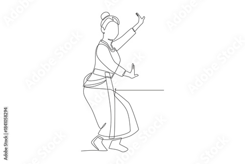 Woman dancing jaipong. Bandung concept one-line drawing