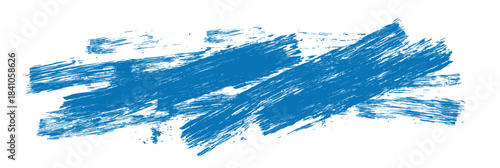 Abstract blue brush stroke vector illustration with rough textured paint smear and hand drawn grunge effect for creative design background or banner usage