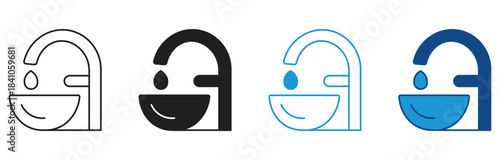 Drinking fountain icon  set. Hydration point symbol indicating access to clean drinking water. Refreshment facility sign for public areas, parks and restrooms. Vector illustration.