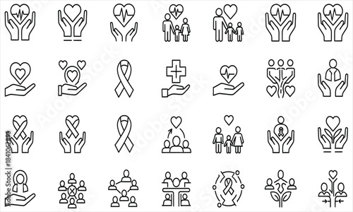 Healthcare Support Hands Holding Heart, Medical Care Concept, Isolated White Background, Vector Illustration
