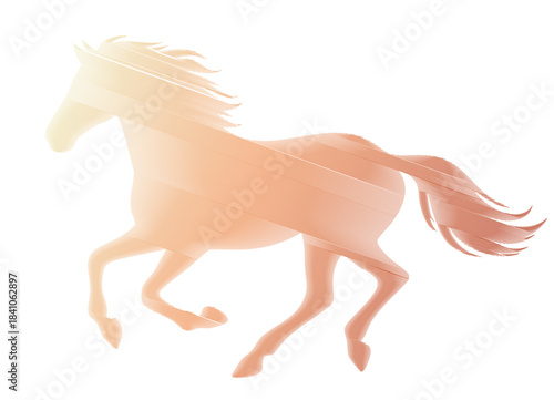 朱色・金色のグラデーションの馬のシルエット