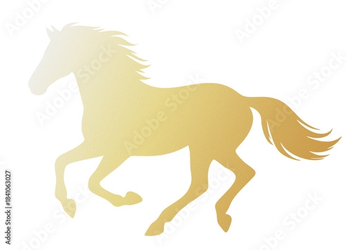 駆け抜ける金色の馬　ベクター　午年　シルエット