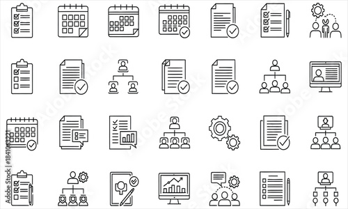 Checklist, Document, and Team Meeting Illustration in Business Environment from Top View with Concept of Organization and Planning